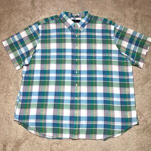 Ralph Lauren Indian Madras Plaid Shirt Mens 3XB Green Short Sleeve Summer Preppy